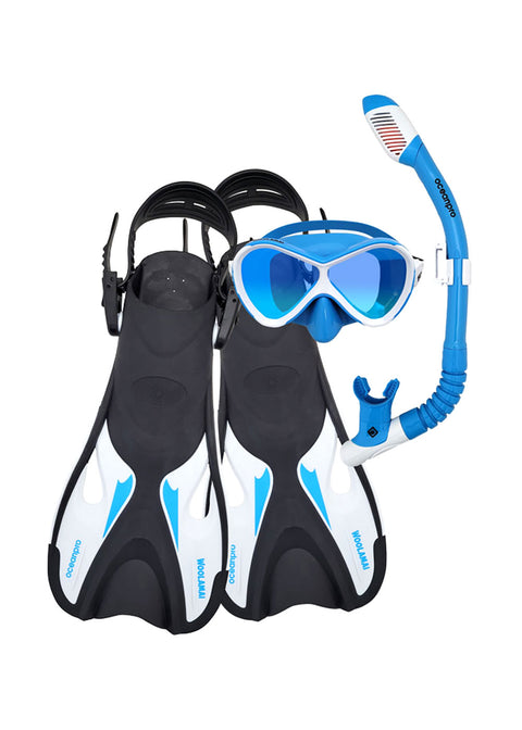 Ocean Pro Woolamai Junior Mask, Snorkel & Fin Set - Blue S-M