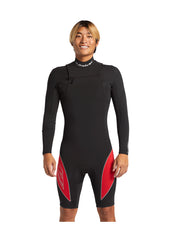 Quiksilver Mens Mercury 2mm GBS CZ LS Spring Suit Wetsuit S / Black/Red