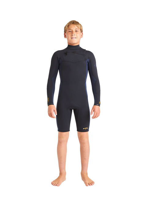 Billabong Boys Absolute Natural 2mm CZ GBS LS Spring Suit Wetsuit 8 / Black/Navy