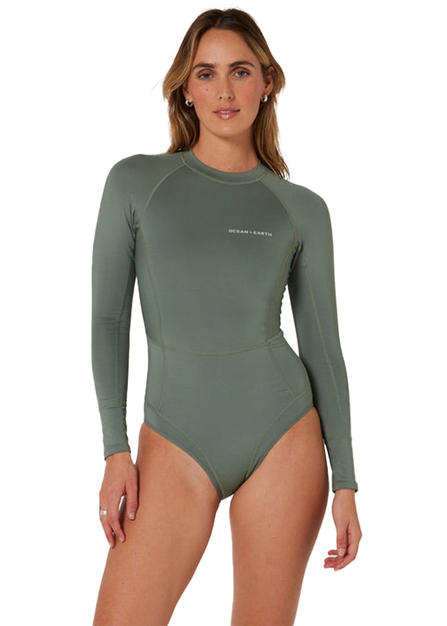 Ocean & Earth Womens Oceana LS Lycra Full Piece Swimsuit