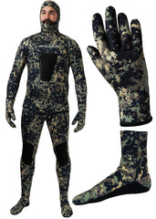 Spearo South Seas Mens 3.0mm Wetsuit, Socks & Gloves - Combo