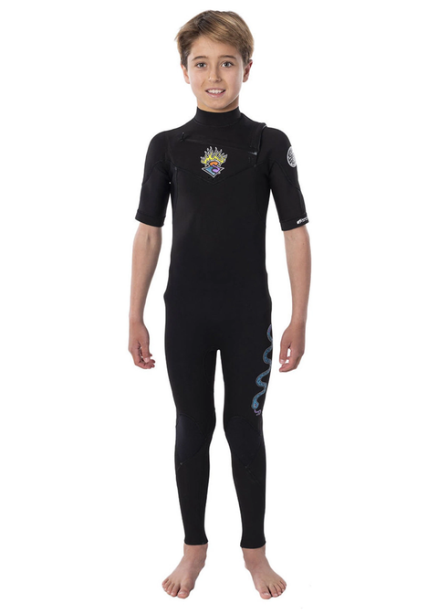 Rip Curl Youth Dawn Patrol 2/2mm Short Sleeve Chest Zip Steamer Wetsuit