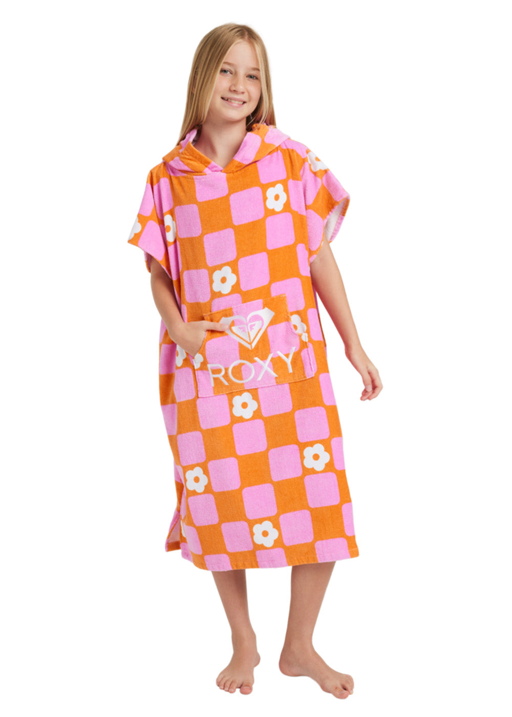 Roxy Girls Stay Magical Check Floral Hooded Towel