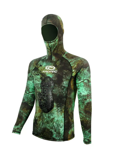 Aropec Verde 1mm Spearfishing Hooded Rash Guard